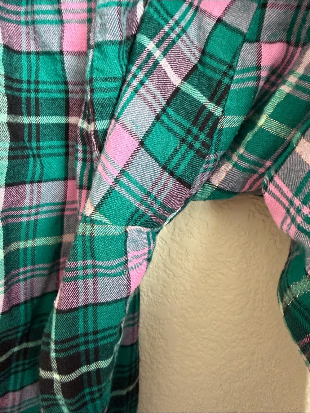 Victoria's Secret Plaid Jogger Lounge Pants XS Green Pink Cotton Modal Soft Cozy - Picture 11 of 11